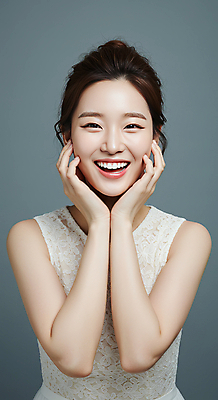 JPG 편집이미지 여자 한명 미소 상반신 성인 앞모습 뷰티 꽃받침 의료성형뷰티 성인여자한명만 편집실사 AI인물포토 AI콘텐츠 1 뷰포인트 표정 사람 손짓 CG 여자한명만 성인여자만 파일형식 AI포토