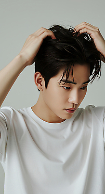 JPG 편집이미지 남자 한명 들기 상반신 성인 앞모습 손들기 머리손질 헤어관리 두피관리 의료성형뷰티 성인남자한명만 그루밍족 편집실사 AI인물포토 AI콘텐츠 1 뷰포인트 모션 사람 뷰티 CG 남자한명만 성인남자만 파일형식 AI포토