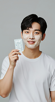 JPG 편집이미지 남자 한명 미소 들기 상반신 성인 앞모습 화장품 크림 피부관리 스킨케어 의료성형뷰티 성인남자한명만 그루밍족 피부건강 편집실사 AI인물포토 AI콘텐츠 1 뷰포인트 모션 표정 건강 사람 뷰티 CG 남자한명만 성인남자만 파일형식 AI포토