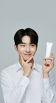 JPG 편집이미지 남자 한명 미소 들기 상반신 성인 앞모습 손들기 화장품 피부관리 브이 스킨케어 의료성형뷰티 성인남자한명만 그루밍족 피부건강 편집실사 AI인물포토 AI콘텐츠 1 뷰포인트 모션 표정 건강 사람 손짓 뷰티 CG 남자한명만 성인남자만 파일형식 AI포토