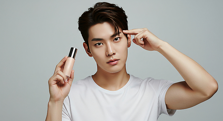 JPG 편집이미지 남자 한명 들기 상반신 성인 앞모습 손들기 화장품 피부관리 스킨케어 의료성형뷰티 성인남자한명만 그루밍족 피부건강 편집실사 AI인물포토 AI콘텐츠 1 뷰포인트 모션 건강 사람 뷰티 CG 남자한명만 성인남자만 파일형식 AI포토