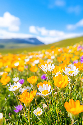 JPG 구름 편집이미지 잎 꽃밭 봄꽃 자연 하늘 풍경 사람없음 봄풍경 편집실사 AI포토 AI콘텐츠 자연요소 식물 꽃 봄 CG 생태계 파일형식