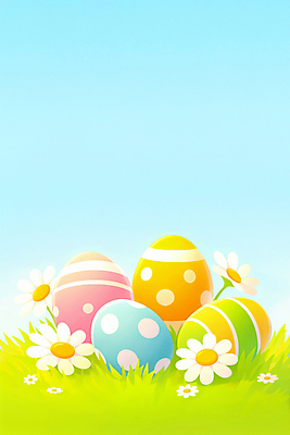 JPG 기독교 하늘색 무늬 일러스트 하늘 잔디 사람없음 들꽃 부활절계란 국내일러스트 AI일러스트 AI콘텐츠 식물 꽃 종교 부활절 파란색 계란 파일형식