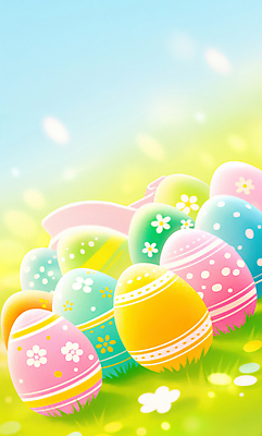 JPG 기독교 무늬 일러스트 잔디 사람없음 컬러풀 부활절계란 국내일러스트 AI일러스트 AI콘텐츠 식물 종교 컬러 부활절 계란 파일형식