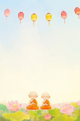 JPG 남자 어린이 불교 일러스트 하늘 소년 두명 눈감음 부처님오신날 기도 연잎 동자승 가부좌 연등 승복 연꽃차 소년만 국내일러스트 AI일러스트 AI콘텐츠 기념일 종교 잎 모션 사람 앉기 등불 승려 불교용품 꽃차 남자만 어린이만 파일형식