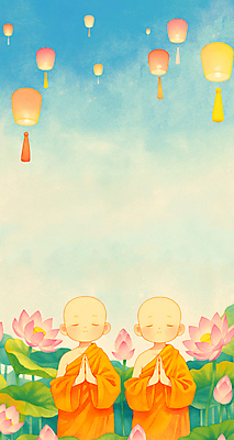 JPG 구름 남자 어린이 불교 일러스트 하늘 소년 두명 눈감음 부처님오신날 기도 연잎 동자승 연등 승복 연꽃차 소년만 국내일러스트 AI일러스트 AI콘텐츠 자연요소 기념일 종교 잎 모션 사람 등불 승려 불교용품 꽃차 남자만 어린이만 파일형식