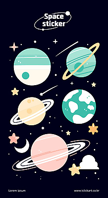 별 지구 스티커 일러스트 사람없음 세트 컬러풀 행성 달 국내일러스트 AI파일 자연요소 컬러 우주 파일형식 벡터