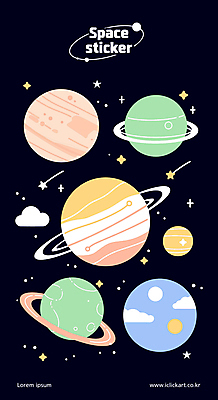 구름 별 스티커 일러스트 사람없음 반짝임 세트 컬러풀 행성 유성 국내일러스트 AI파일 자연요소 컬러 모션 우주 파일형식 벡터