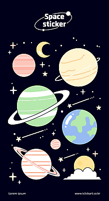 구름 별 지구 스티커 일러스트 사람없음 세트 컬러풀 행성 달 유성 파스텔톤 국내일러스트 AI파일 자연요소 컬러 우주 파일형식 벡터