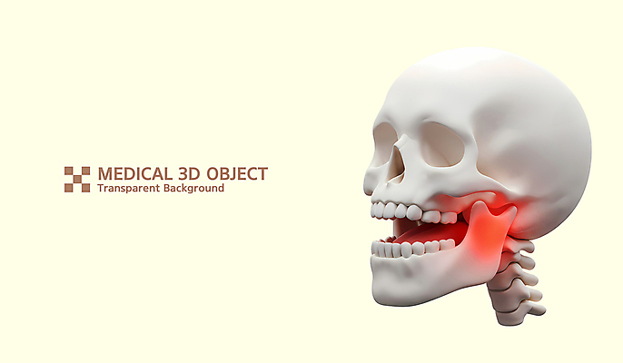 PSD 편집이미지 의학 해골 사람없음 노란색 3D 고통 관절 턱뼈 편집3D 감정 컬러 뼈 디지털합성 파일형식