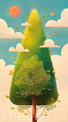 PSD 나무 구름 일러스트 조류 하늘 나뭇잎 사람없음 태양 평화 국내일러스트 자연요소 식물 동물 컨셉 잎 파일형식