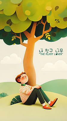 PSD 나무 구름 남자 일러스트 휴식 한명 앉기 성인 평화 눈감음 기댐 언덕 낮잠 성인남자한명만 국내일러스트 자연요소 식물 1 컨셉 모션 사람 잠 남자한명만 성인남자만 파일형식