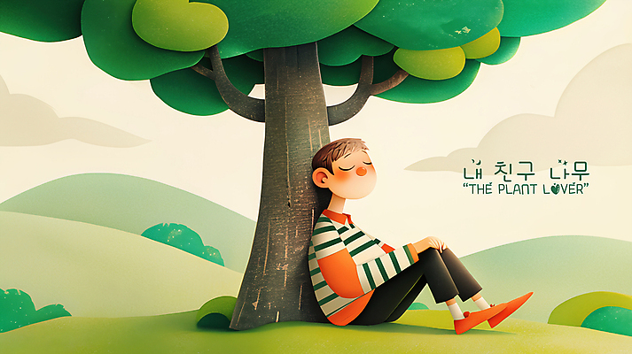 PSD 나무 구름 남자 일러스트 휴식 한명 앉기 성인 평화 눈감음 기댐 언덕 낮잠 성인남자한명만 국내일러스트 자연요소 식물 1 컨셉 모션 사람 잠 남자한명만 성인남자만 파일형식