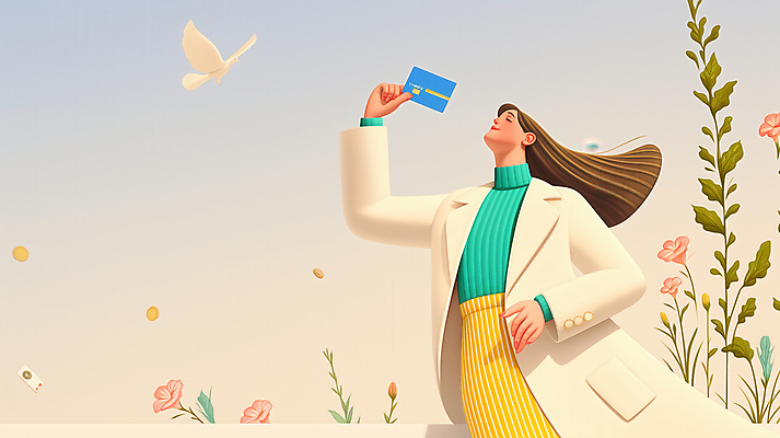 JPG 편집이미지 여자 꽃 조류 한명 미소 들기 상반신 성인 눈감음 풀잎 신용카드 성인여자한명만 편집실사 AI컴퓨터그래픽 AI콘텐츠 식물 동물 1 잎 모션 표정 사람 금융 풀_식물 CG 여자한명만 성인여자만 파일형식