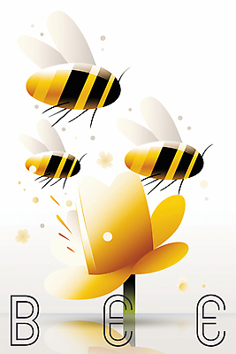 PSD 꽃 일러스트 추상 사람없음 비행 벌 꿀 국내일러스트 식물 곤충 무늬 파일형식