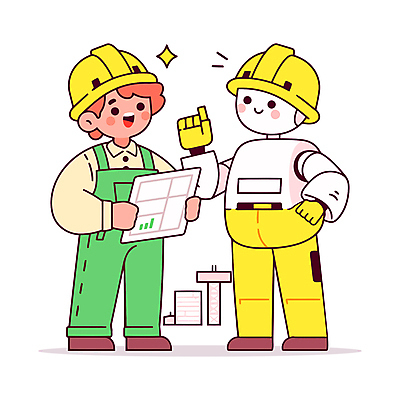 전신 남자 종이 일러스트 한명 미소 들기 성인 가리킴 기술자 안전모 로봇 공학 성인남자한명만 AI_인공지능 국내일러스트 AI파일 직업 1 교육 모션 표정 사람 손짓 헬멧 안전장비 남자한명만 성인남자만 파일형식 벡터