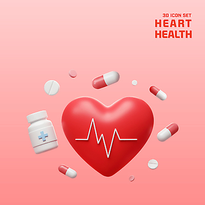 PSD 아이콘 건강 사람없음 빨간색 3D아이콘 알약 3D 하트 심장 맥박 약병 오브젝트 엘리먼트 편집3D 모양 컬러 의학 약 장기_의학 디지털합성 병_담는 파일형식