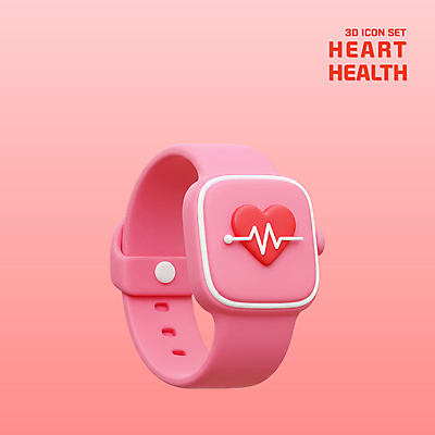 PSD 아이콘 건강 사람없음 빨간색 3D아이콘 3D 하트 심장 맥박 오브젝트 엘리먼트 스마트워치 편집3D 모양 컬러 의학 스마트기기 장기_의학 디지털합성 웨어러블 파일형식