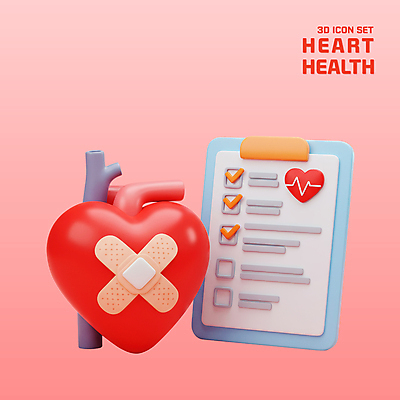 PSD 아이콘 건강 사람없음 빨간색 3D아이콘 3D 하트 심장 반창고 오브젝트 서류판 엘리먼트 편집3D 모양 컬러 사무용품 의료용품 장기_의학 디지털합성 파일형식