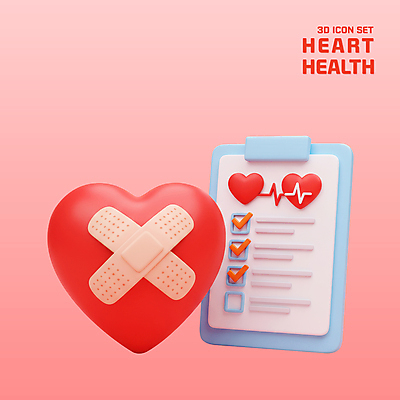 PSD 아이콘 건강 사람없음 빨간색 3D아이콘 3D 하트 심장 반창고 오브젝트 서류판 엘리먼트 편집3D 모양 컬러 사무용품 의료용품 장기_의학 디지털합성 파일형식