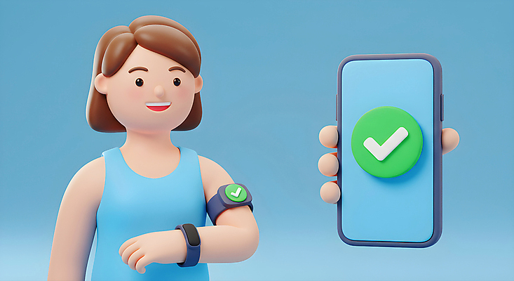 JPG 편집이미지 여자 3D캐릭터 한명 미소 들기 상반신 성인 파란색 스마트폰 운동 3D 체크표시 스마트워치 성인여자한명만 편집3D AI컴퓨터그래픽 AI콘텐츠 캐릭터 1 컬러 모션 표정 건강 사람 핸드폰 스마트기기 디지털합성 확인 웨어러블 여자한명만 성인여자만 파일형식