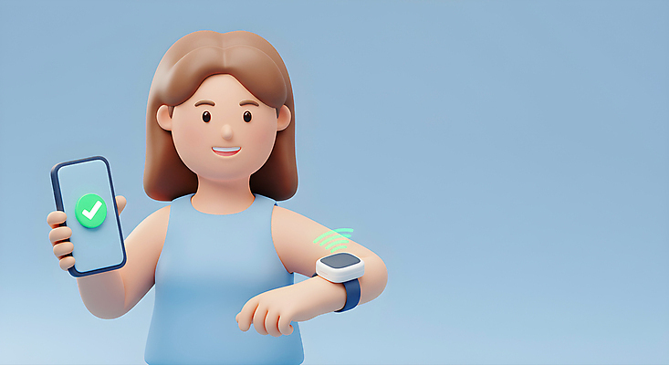 JPG 편집이미지 여자 3D캐릭터 한명 미소 들기 상반신 성인 파란색 스마트폰 운동 3D 체크표시 스마트워치 성인여자한명만 편집3D AI컴퓨터그래픽 AI콘텐츠 캐릭터 1 컬러 모션 표정 건강 사람 핸드폰 스마트기기 디지털합성 확인 웨어러블 여자한명만 성인여자만 파일형식