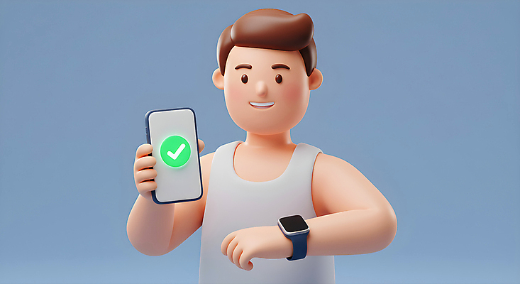 JPG 편집이미지 남자 3D캐릭터 한명 미소 들기 상반신 성인 파란색 스마트폰 운동 3D 체크표시 스마트워치 성인남자한명만 편집3D AI컴퓨터그래픽 AI콘텐츠 캐릭터 1 컬러 모션 표정 건강 사람 핸드폰 스마트기기 디지털합성 확인 웨어러블 남자한명만 성인남자만 파일형식