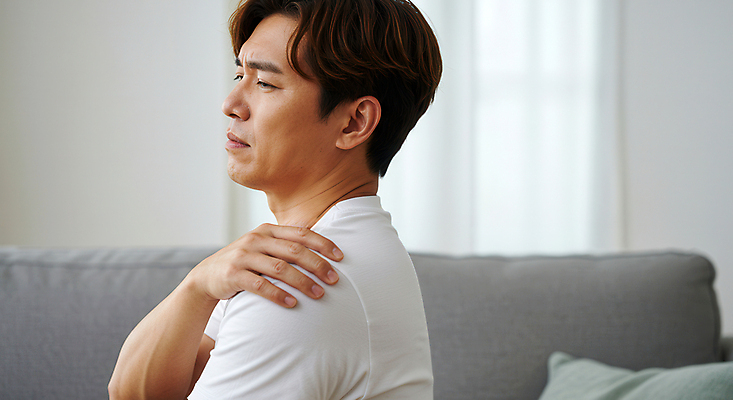 JPG 편집이미지 남자 중년 거실 한명 상반신 옆모습 소파 고통 커튼 찡그림 질병 갱년기 어깨통증 힘듦 의료성형뷰티 중년남자한명만 어깨에손 편집실사 AI인물포토 AI콘텐츠 1 감정 뷰포인트 컨셉 의자 의학 모션 표정 사람 성인 CG 증상 남자한명만 중년남자만 파일형식 AI포토