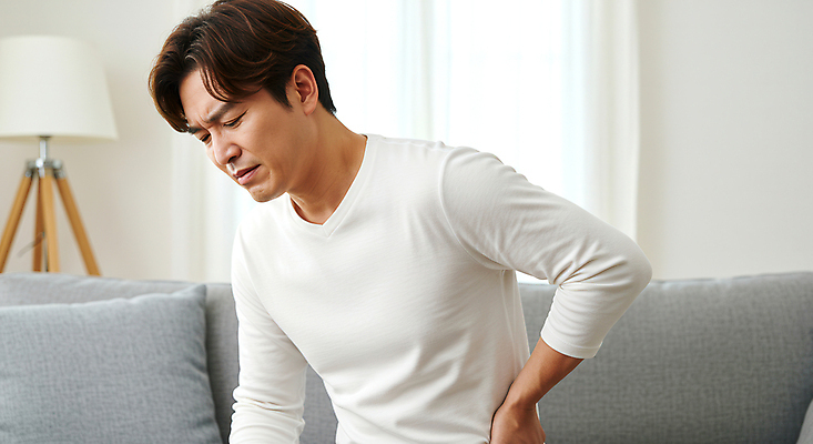 JPG 편집이미지 남자 중년 허리손 거실 한명 상반신 소파 고통 스탠드 커튼 찡그림 질병 갱년기 허리통증 힘듦 의료성형뷰티 중년남자한명만 편집실사 AI인물포토 AI콘텐츠 1 감정 포즈 컨셉 의자 의학 조명 표정 사람 성인 CG 증상 남자한명만 중년남자만 파일형식 AI포토