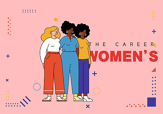 전신 여자 분홍색 일러스트 미소 성인 세명 파이팅 비즈니스우먼 뒷짐 성인여자만 어깨에손 국내일러스트 AI파일 컬러 비즈니스 모션 표정 사람 직장인 여자만 성인만 파일형식 벡터