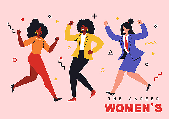 전신 여자 분홍색 일러스트 미소 성인 세명 달리기 손들기 파이팅 만세 비즈니스우먼 성인여자만 국내일러스트 AI파일 컬러 비즈니스 모션 표정 사람 직장인 여자만 성인만 파일형식 벡터