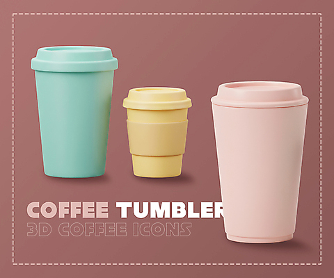 PSD 아이콘 커피 사람없음 3D아이콘 갈색 3D 오브젝트 엘리먼트 텀블러 편집3D 음료 컬러 컵 디지털합성 파일형식