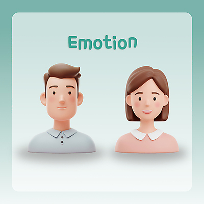 PSD 편집이미지 여자 남자 행복 3D캐릭터 미소 상반신 성인 두명 3D 청록색 성인만 편집3D 캐릭터 감정 컬러 표정 사람 디지털합성 파일형식