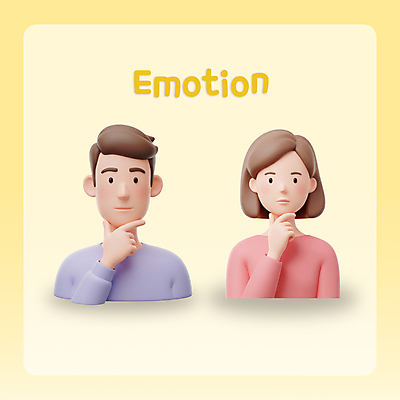 PSD 편집이미지 여자 남자 3D캐릭터 상반신 성인 두명 노란색 3D 손들기 고민 성인만 편집3D 캐릭터 감정 컬러 모션 사람 디지털합성 파일형식