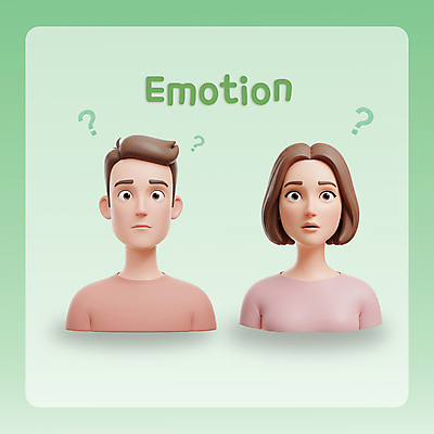 PSD 편집이미지 여자 남자 3D캐릭터 상반신 성인 두명 연두색 3D 놀람 물음표 성인만 편집3D 캐릭터 기호 감정 표정 사람 초록색 디지털합성 파일형식