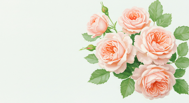 JPG 편집이미지 잎 수채화 사람없음 초록색 장미 꽃봉오리 그림 연분홍색 편집실사 AI일러스트 AI콘텐츠 식물 꽃 분홍색 컬러 CG 파일형식