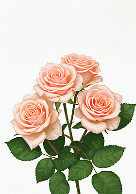 JPG 편집이미지 잎 수채화 사람없음 초록색 장미 그림 연분홍색 편집실사 AI일러스트 AI콘텐츠 식물 꽃 분홍색 컬러 CG 파일형식