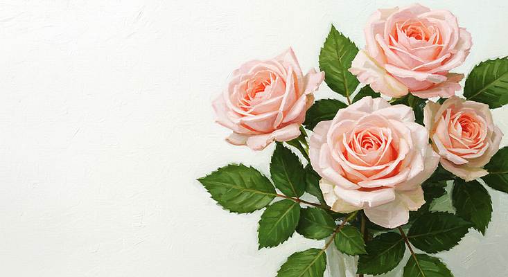 JPG 편집이미지 잎 수채화 사람없음 초록색 장미 그림 연분홍색 편집실사 AI일러스트 AI콘텐츠 식물 꽃 분홍색 컬러 CG 파일형식