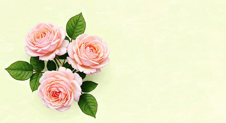 JPG 편집이미지 잎 수채화 사람없음 연두색 장미 그림 연분홍색 편집실사 AI일러스트 AI콘텐츠 식물 꽃 분홍색 초록색 CG 파일형식