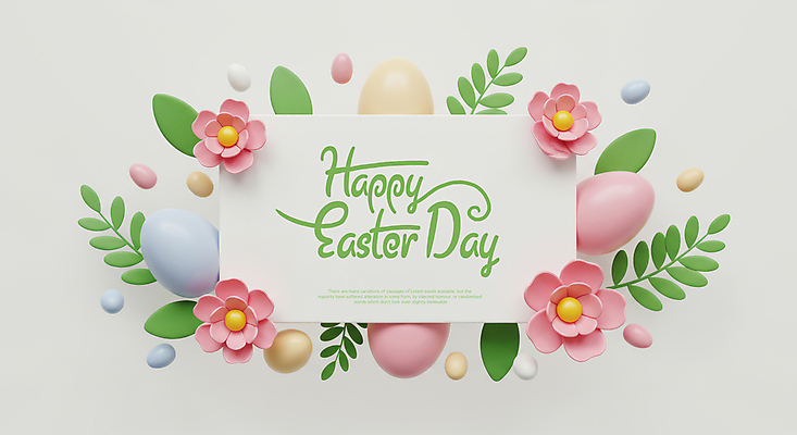 PSD 편집이미지 꽃 행복 분홍색 잎 사람없음 초록색 3D 부활절계란 카피스페이스 이미지편집 편집3D 식물 감정 컬러 부활절 계란 공백 디지털합성 파일형식