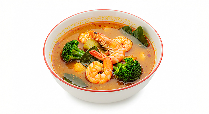 JPG 편집이미지 그릇 잎 새우 사람없음 전통음식 흰색 브로콜리 해산물 국물 똠얌꿍 편집실사 AI포토 AI콘텐츠 식물 전통 식기 음식 컬러 채소 갑각류 CG 태국음식 파일형식