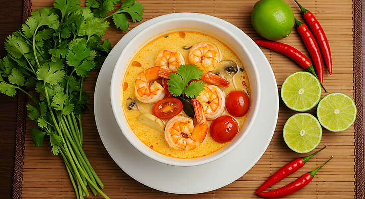 JPG 편집이미지 그릇 잎 방울토마토 고추 새우 사람없음 전통음식 고수 해산물 양송이 라임 국물 그릇받침대 테이블매트 똠얌꿍 편집실사 AI포토 AI콘텐츠 식물 전통 식기 음식 토마토 채소 과일 갑각류 버섯 식탁보 받침대 향신료 CG 태국음식 파일형식