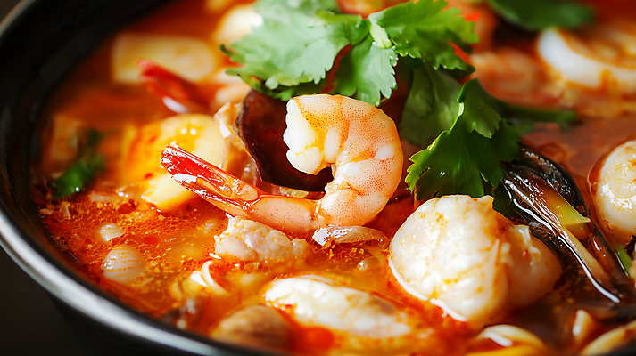 JPG 편집이미지 그릇 새우 사람없음 전통음식 고수 해산물 국물 똠얌꿍 편집실사 AI포토 AI콘텐츠 전통 식기 음식 갑각류 향신료 CG 태국음식 파일형식