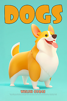 PSD 편집이미지 포스터 3D캐릭터 사람없음 3D소스 3D 귀여움 강아지 개캐릭터 민트색 웰시코기 이미지편집 편집3D 캐릭터 컬러 동물캐릭터 컨셉 반려동물 개 디지털합성 파일형식