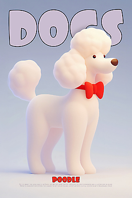 PSD 편집이미지 포스터 나비넥타이 3D캐릭터 사람없음 3D소스 3D 귀여움 보라색 강아지 푸들 개캐릭터 개목걸이 이미지편집 편집3D 캐릭터 컬러 동물캐릭터 컨셉 넥타이 반려동물 개 디지털합성 애견용품 파일형식