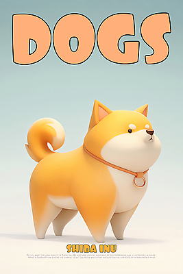 PSD 편집이미지 포스터 3D캐릭터 사람없음 노란색 3D소스 3D 귀여움 강아지 개캐릭터 개목걸이 시바견 이미지편집 편집3D 캐릭터 컬러 동물캐릭터 컨셉 반려동물 개 디지털합성 애견용품 파일형식