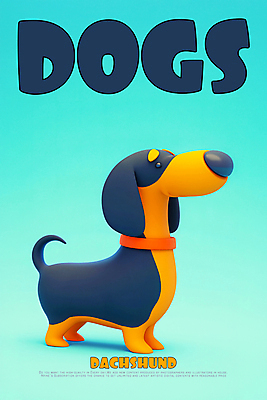 PSD 편집이미지 포스터 하늘색 3D캐릭터 사람없음 3D소스 3D 귀여움 강아지 닥스훈트 개캐릭터 개목걸이 이미지편집 편집3D 캐릭터 동물캐릭터 컨셉 파란색 반려동물 개 디지털합성 애견용품 파일형식