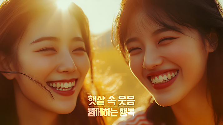 PSD 편집이미지 여자 행복 얼굴 함께함 따뜻함 웃음 성인 두명 친구 햇빛 주황색 우정 감성 의료성형뷰티 성인여자만 이미지편집 감정 컬러 컨셉 관계 표정 사람 신체부위 태양 여자만 성인만 파일형식