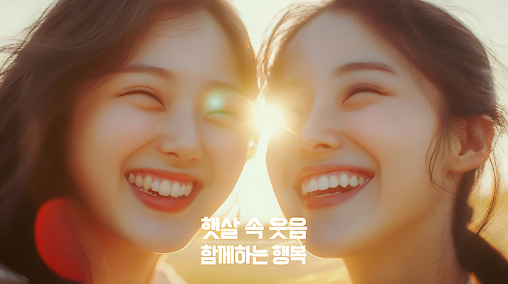 PSD 편집이미지 여자 행복 얼굴 함께함 따뜻함 웃음 성인 두명 친구 햇빛 주황색 우정 감성 의료성형뷰티 성인여자만 이미지편집 감정 컬러 컨셉 관계 표정 사람 신체부위 태양 여자만 성인만 파일형식