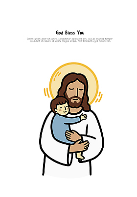 남자 기독교 어린이 일러스트 포옹 미소 소년 상반신 성인 두명 눈감음 예수 후광 남자만 국내일러스트 AI파일 종교 안기 모션 표정 사람 빛 신_종교 파일형식 벡터